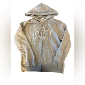 GAP Gray Zip-Up Hoodie Sweatshirt with Logo